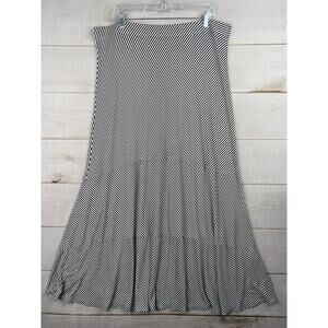 Chico's Maxi Skirt Sz 3 US XL 16 Black White Stripe Pull On Rayon Stretch Comfy